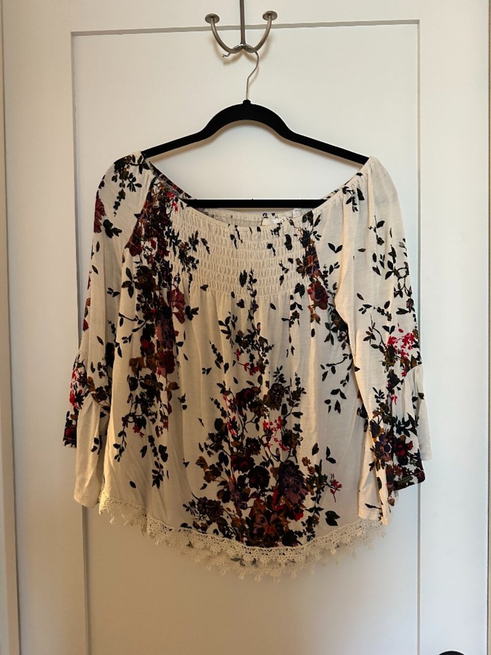 LUQ off the shoulder floral boho top